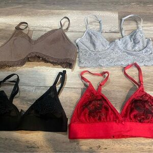 La Vie En Rose Lace Bralette Collection - Black, Tan, Red, Gray